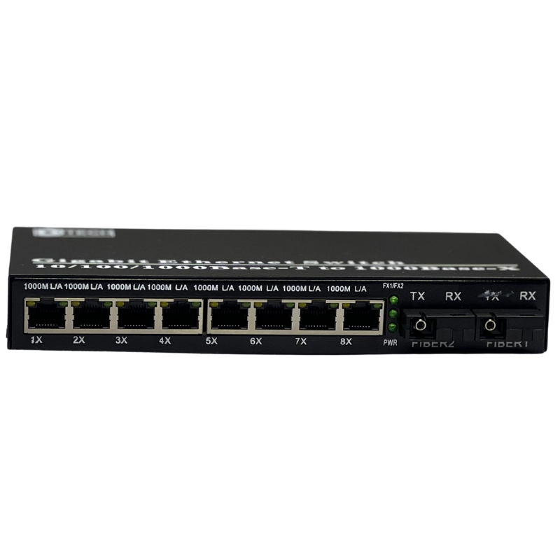 POE Media Converter 1G-2SC-8RJ45
